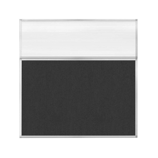 Versare Hush Panel Configurable Cubicle Partition 6' x 6' W/ Window Black Fabric Clear Fluted Window 1852331-1 - main